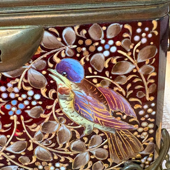 Rare Moser Vintage Antique 19 th century Bohemian Ornate enameled trinket box - Picture 8 of 14